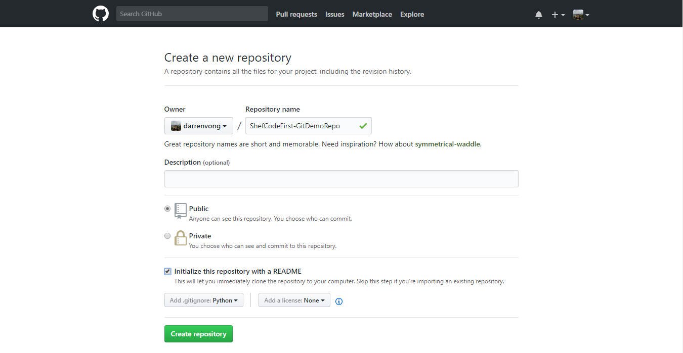 Create New Repository